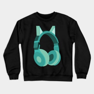 Cat Ear Headphones Blue Green Crewneck Sweatshirt